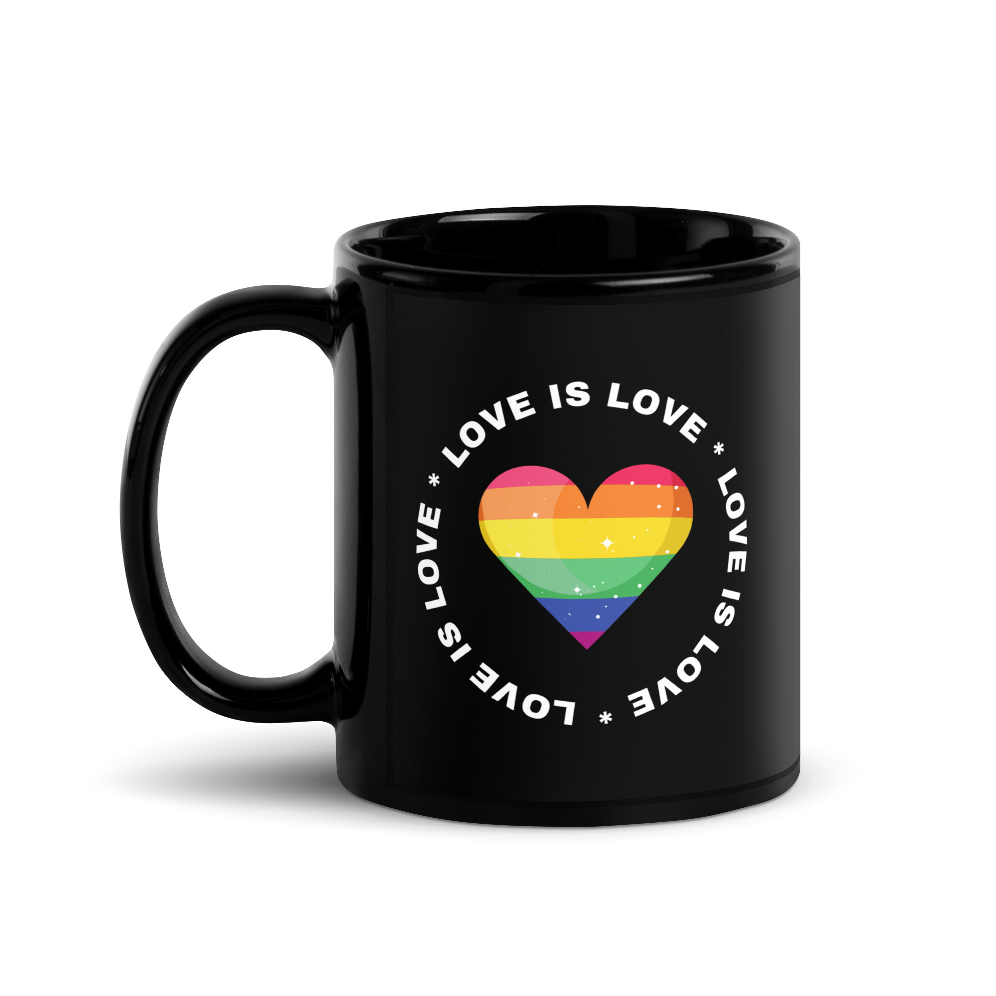 Love Is Love Black Glossy Mug - Image 2
