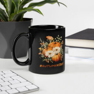 Autumn Vibes Black Glossy Mug