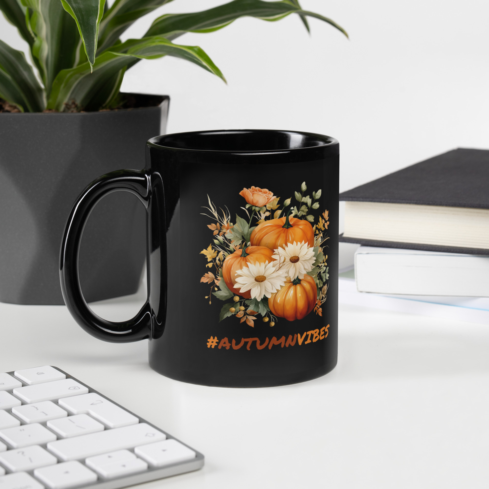 Autumn Vibes Black Glossy Mug