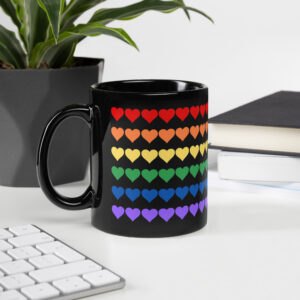 Rainbow hearts Pride Black Glossy Mug