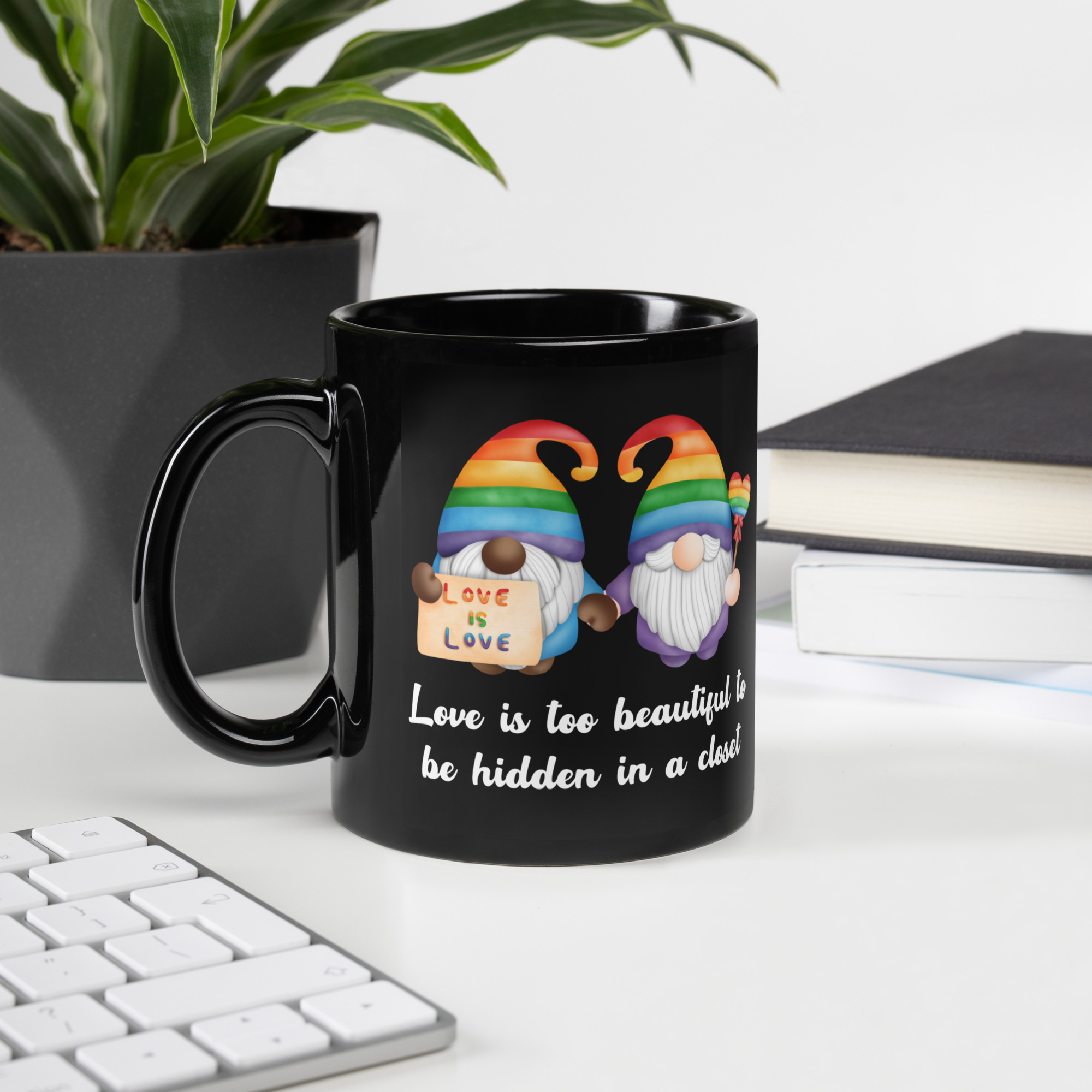 Pride Gnomes Black Glossy Mug