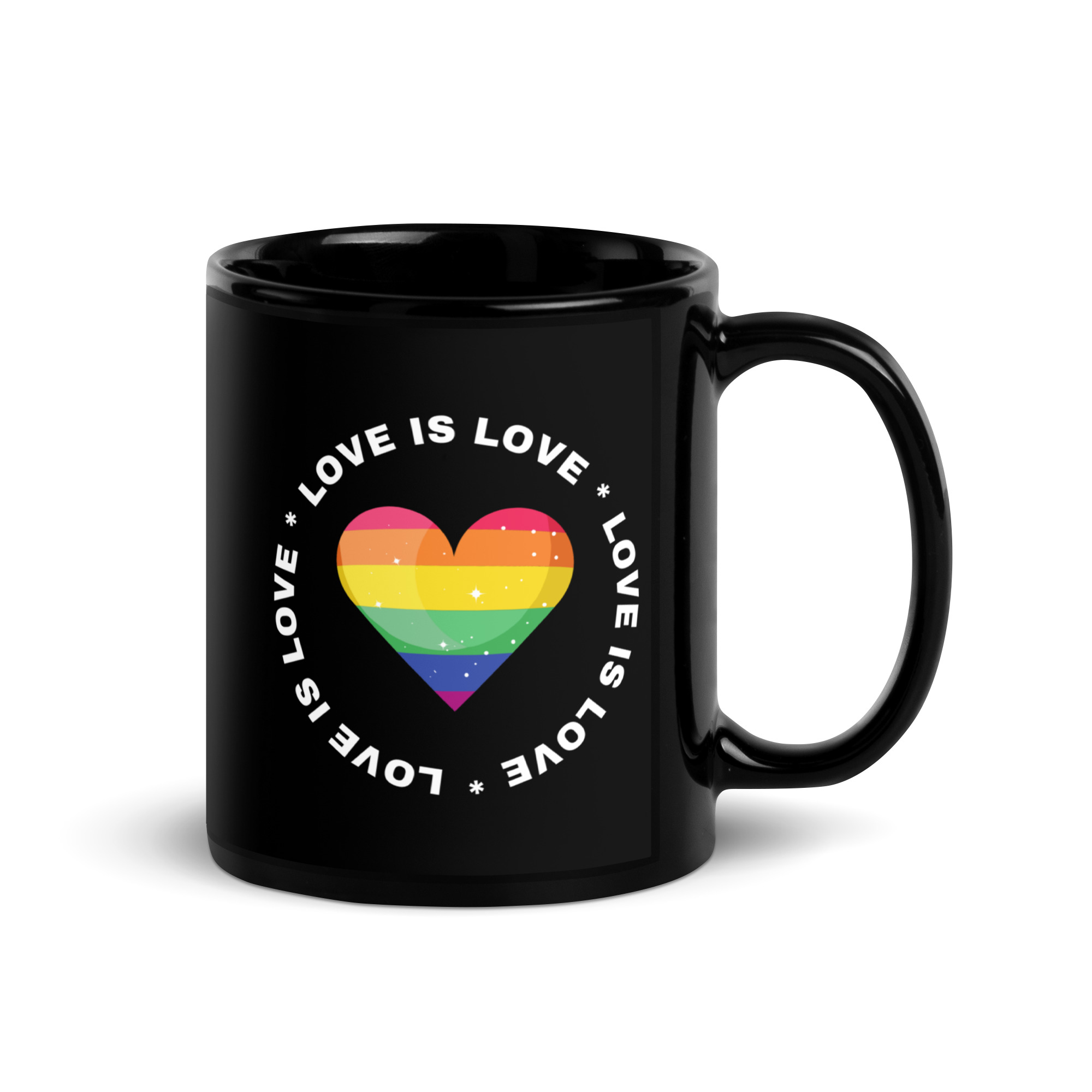 Love Is Love Black Glossy Mug - Image 4