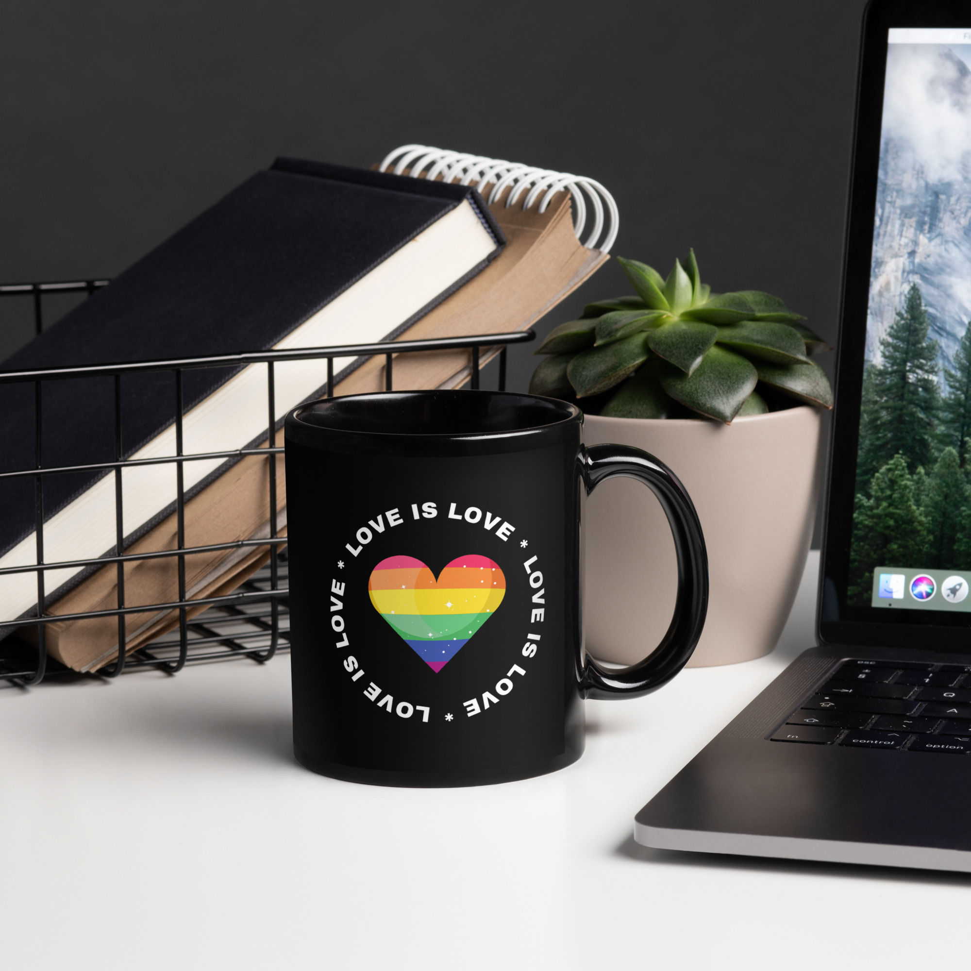 Love Is Love Black Glossy Mug - Image 3