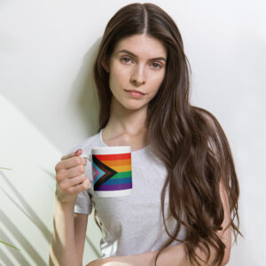 Inclusion Pride Flag White glossy mug